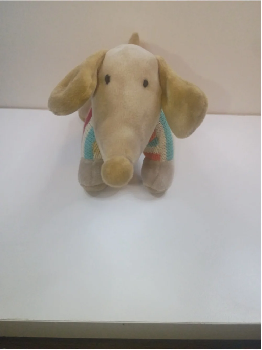 Creative co-op plush Daahshund toy Brown biggie in stripe sweater